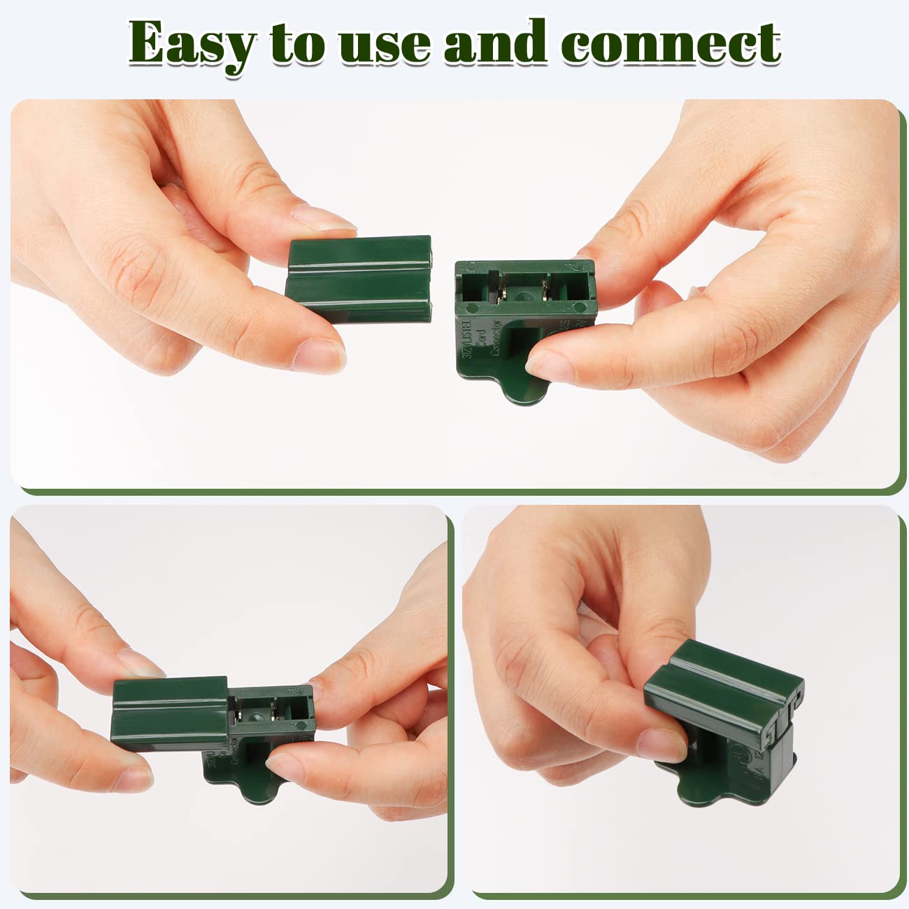 25Pcs Christmas Female Slip Plug, Vampire Plugs SPT-1, Electrical Light Plug End for Party Outdoor Indoor, Christmas Light Blinker Plugs Green