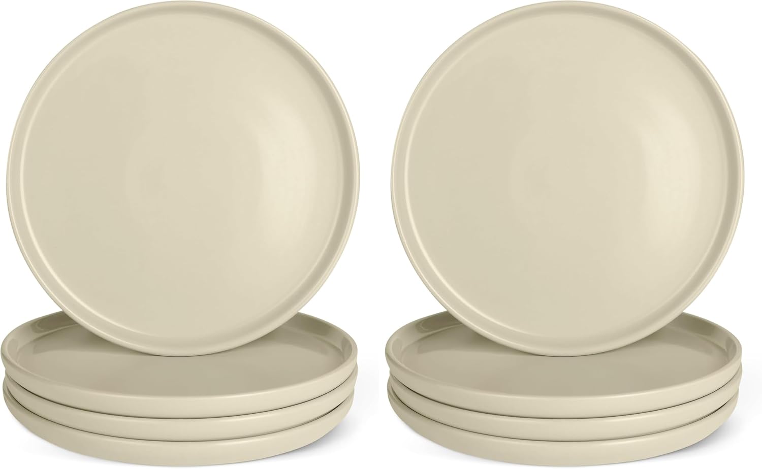Amazon Basics Glazed Stoneware Dinner Plates, Ceramic 4-Piece Set, Microwave and Dishwasher-Safe, 10.5 in., Ivory