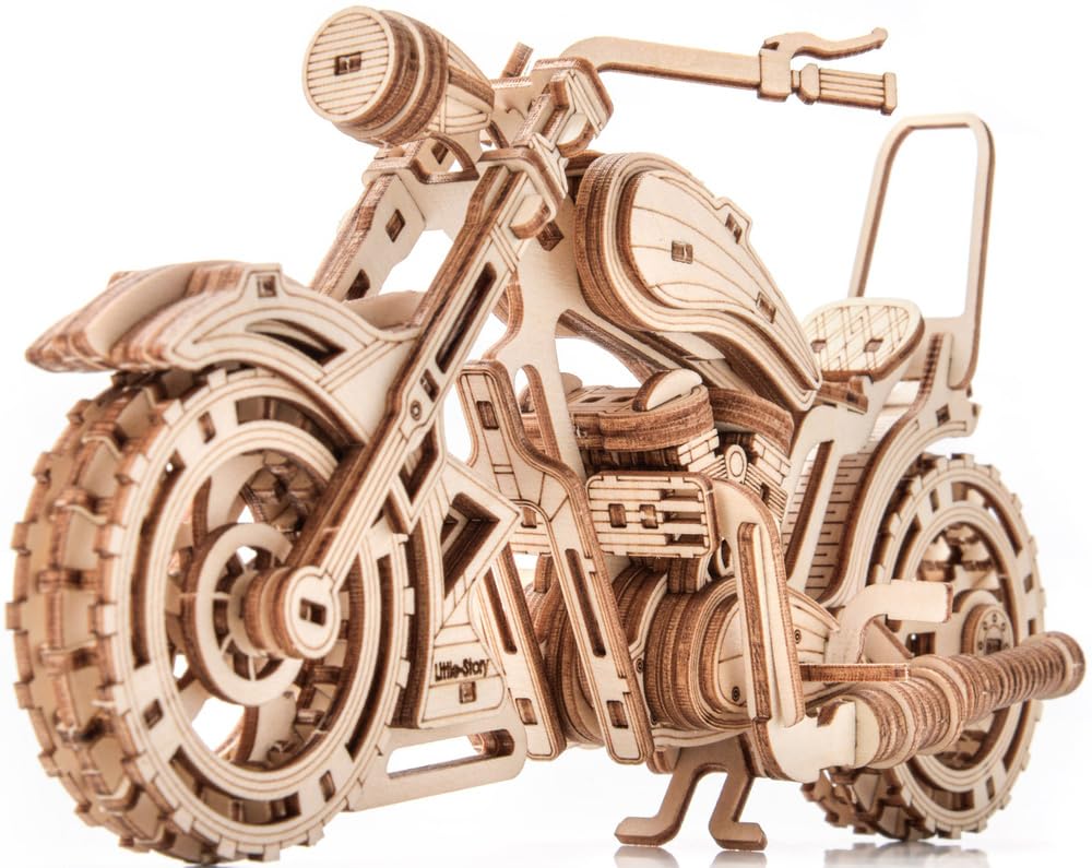 Little Story 3D Wooden Puzzle Motorcycle Construction Kit DIY Model Made of High-Quality Wood with Precise Details Perfect Decoration and Exciting Puzzle Experience