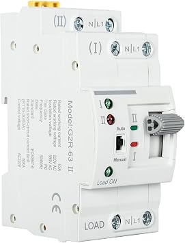 DEWIN Transfer Switch, Automatic Transfer Switch G2R 63A DIN Rail ATS Dual Power Automatic Transfer Switch Electric Selector Switches 220V (Si