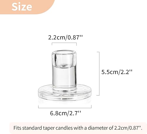 Miniatura 3 de NUPTIO Candelabros cónicos de vidrio soporte cónico transparente para velas - Portavelas de huracán con tapa cilíndrica alta a prueba de viento para