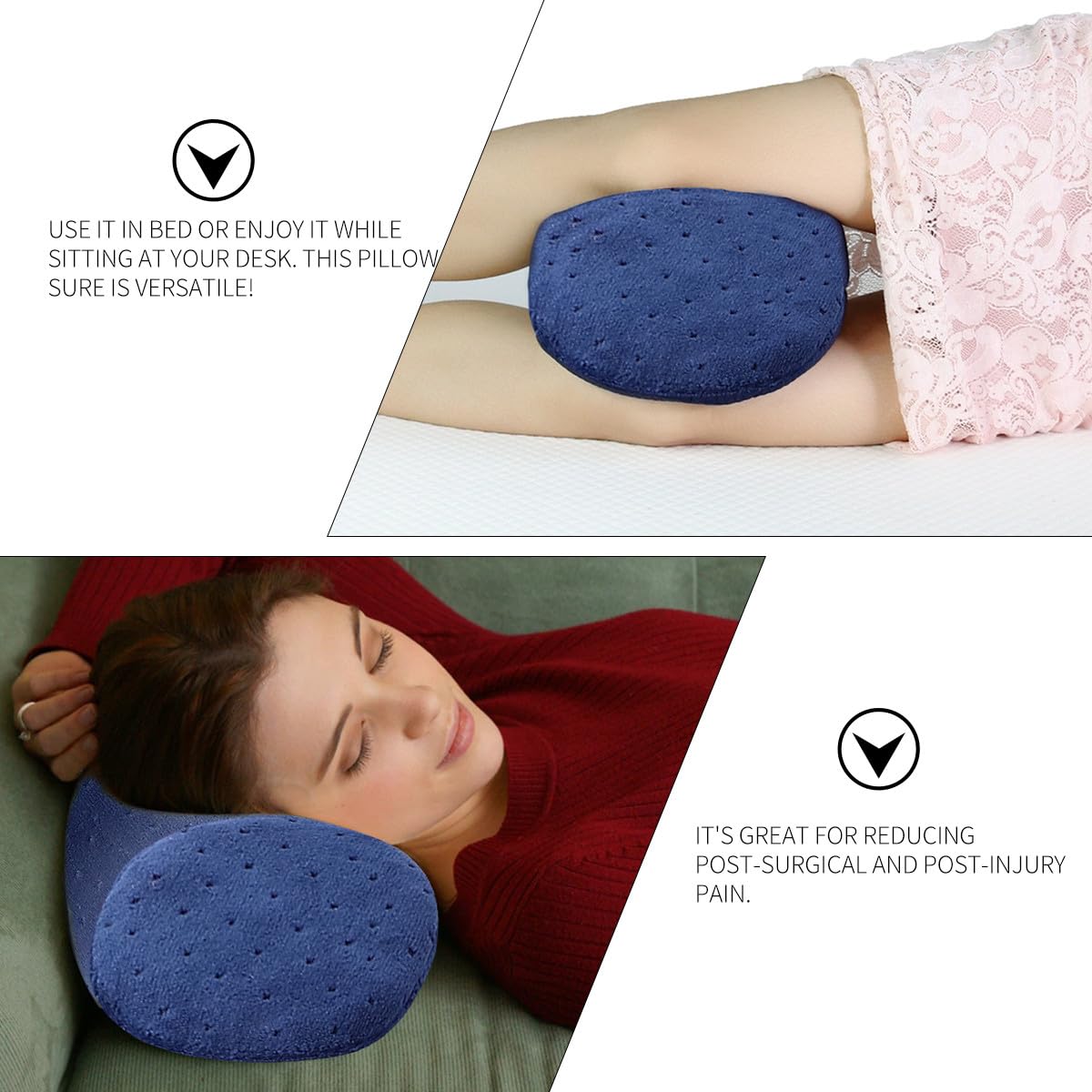KICHOUSE Almohada Cervical Redonda de Espuma Viscoelástica Azul Oscuro Cojín Multifuncional de Apoyo para Cuello y Zona Lumbar Almohada Ergonómica para Descanso y Alivio Postural