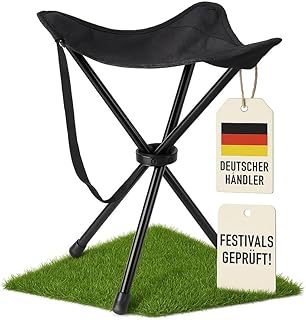 Dreibeinhocker faltbar 550g ultraleichter Camping-Hocker, 3-Bein Klapphocker, 40cm Höhe, 30cm Sitzfläche bis 100kg belastbar, tragbarer Festival Sitz für Messen, Festivals & Outdoor Wanderung