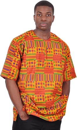 Dupsies Kente African Print Dashiki Shirt
