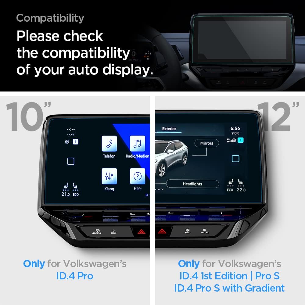Spigen Tempered Glass Screen Protector [GlasTR EZ FIT] designed for designed for Volkswagen ID.4 Pro S (2021/2022/2023/2024) 12 inch Dashboard Touchscreen - Matte/Anti Fingerprint