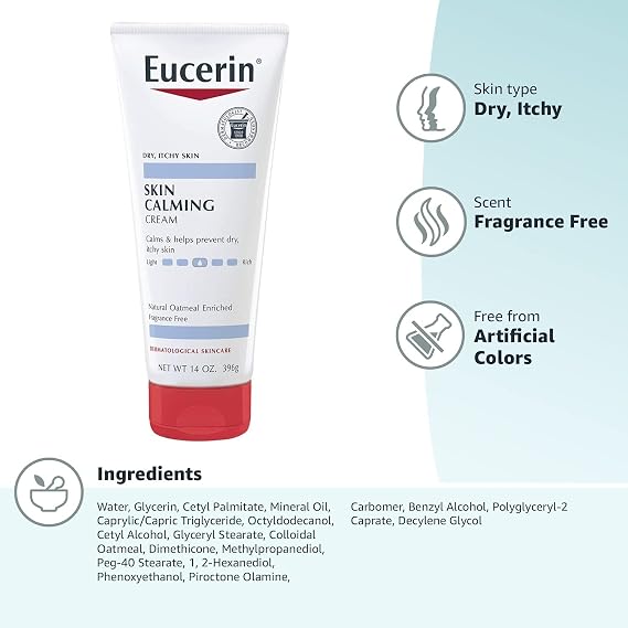 Eucerin, Skin Calming Creme, Dry, Itchy Skin, Fragrance Free, 14 oz (396 g)