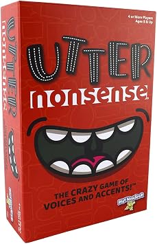 PlayMonster Utter Nonsense -- The Crazy Game of Voices and Accents -- Ridiculous Family Fun -- Ages 8+- 4-20 Players, Red