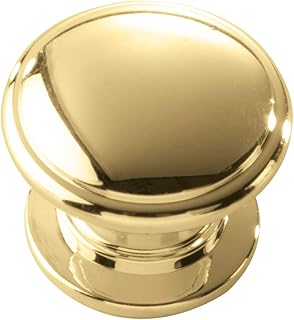 Hickory Hardware P3053-PB-10B Williamsburg Collection Knob 1-1/4 Inch Diameter, Polished Brass, 10 Each