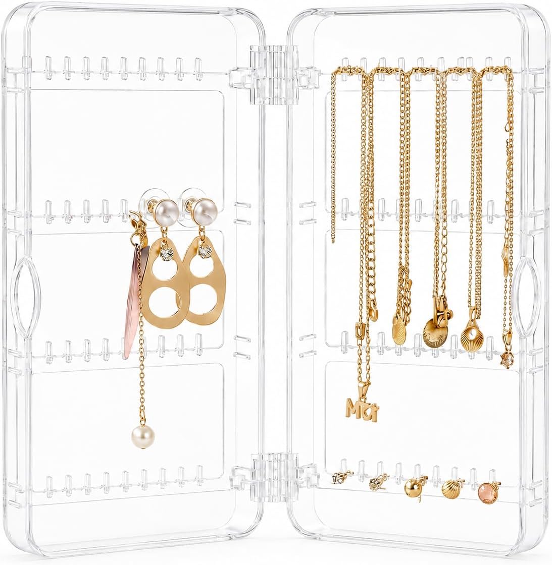 Earring Holder Organizer with Dustproof Cover, Acrylic Jewelry Display Box