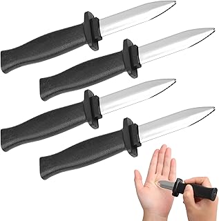 4 PCS Retractable Fake Knife Retractable Plastic Knife Toy Knife Gag Magic Toy Fake Dagger Halloween Joke Disappear Blade Trick for Playing Joke Prop Costume Disappearing Dagger