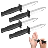 4 PCS Retractable Fake Knife Retractable Plastic Knife Toy Knife Gag Magic Toy Fake Dagger Halloween Joke Disappear Blade Trick for Playing Joke Prop Costume Disappearing Dagger