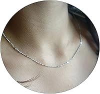 Vista 1 de BERISO Gargantilla satélite chapada en oro de 14 quilates, cadena de 3 cuentas azules, collar de cadena brillante con corazones abiertos, cadena