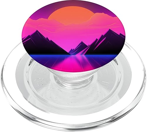 Synthwave Landscape Retrowave 80s Vaporwave PopSockets MagSafe PopGrip para iPhone