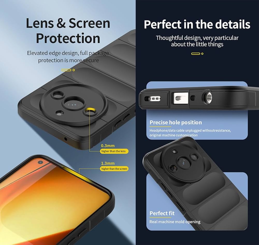 Cover Per Realme 11 Pro 5G / 11 Pro+ 5G | Custodia Sottile In TPU Morbido, Antiurto E Antigraffio, Effetto Carbonio, Nera - 4