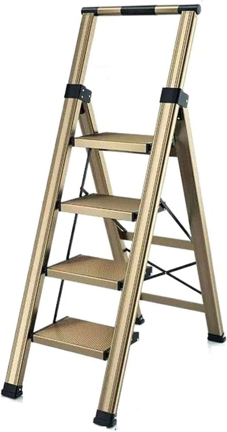 Multi-Function Ladder Folding Step Ladder with Retractable Handrail, 3/4/5 Step Ladder Folding Step Stools for Adults with Anti-Slip Pedal, Portable Sturdy Steel Ladder , Perfect for Kitchen & Househo