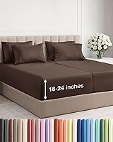Vista 142 de Juego de sábanas de tamaño California king, transpirables, refrescantes, con esquinas extraprofundas de 18-24 pulgadas, de ajuste fácil