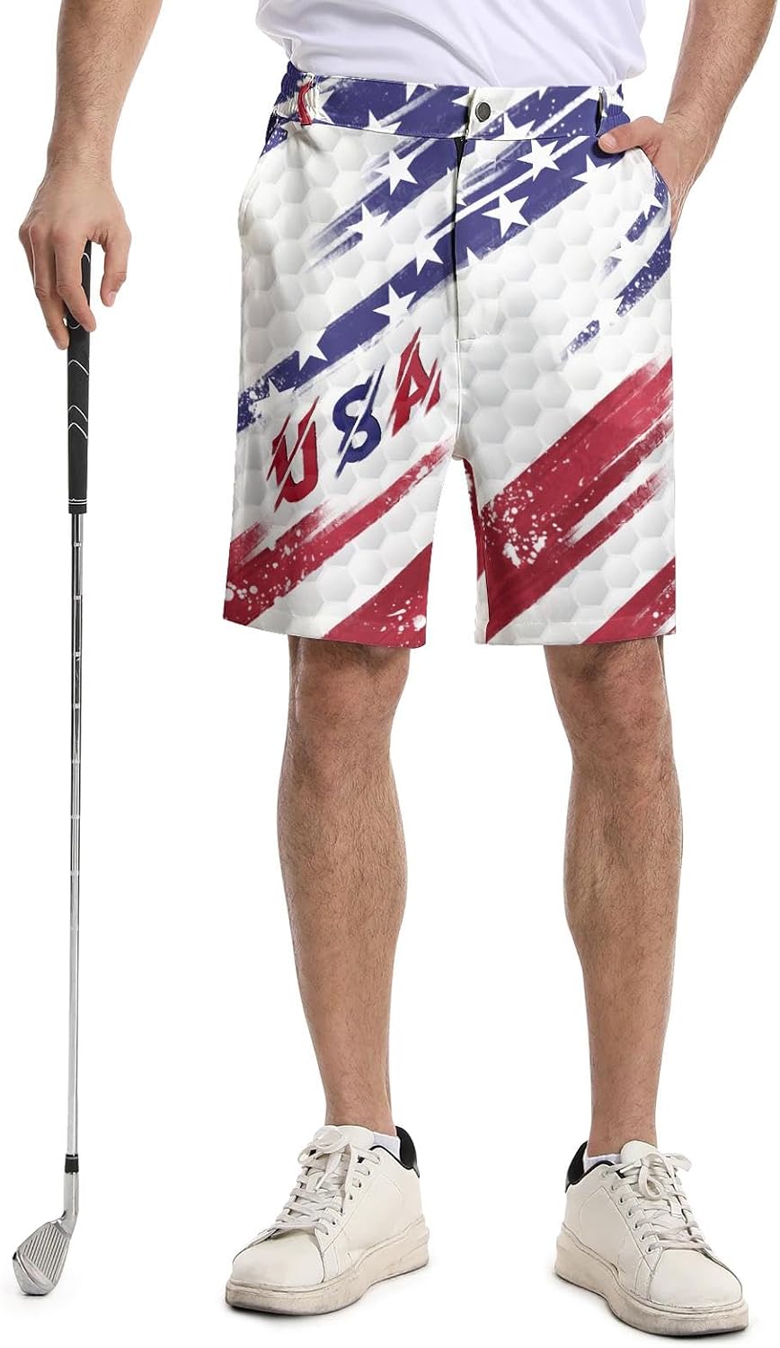 Funny Men's Golf Shorts Fun Work Polo Dress Short for Men Lightweight Quick Dry Multi-Pocket