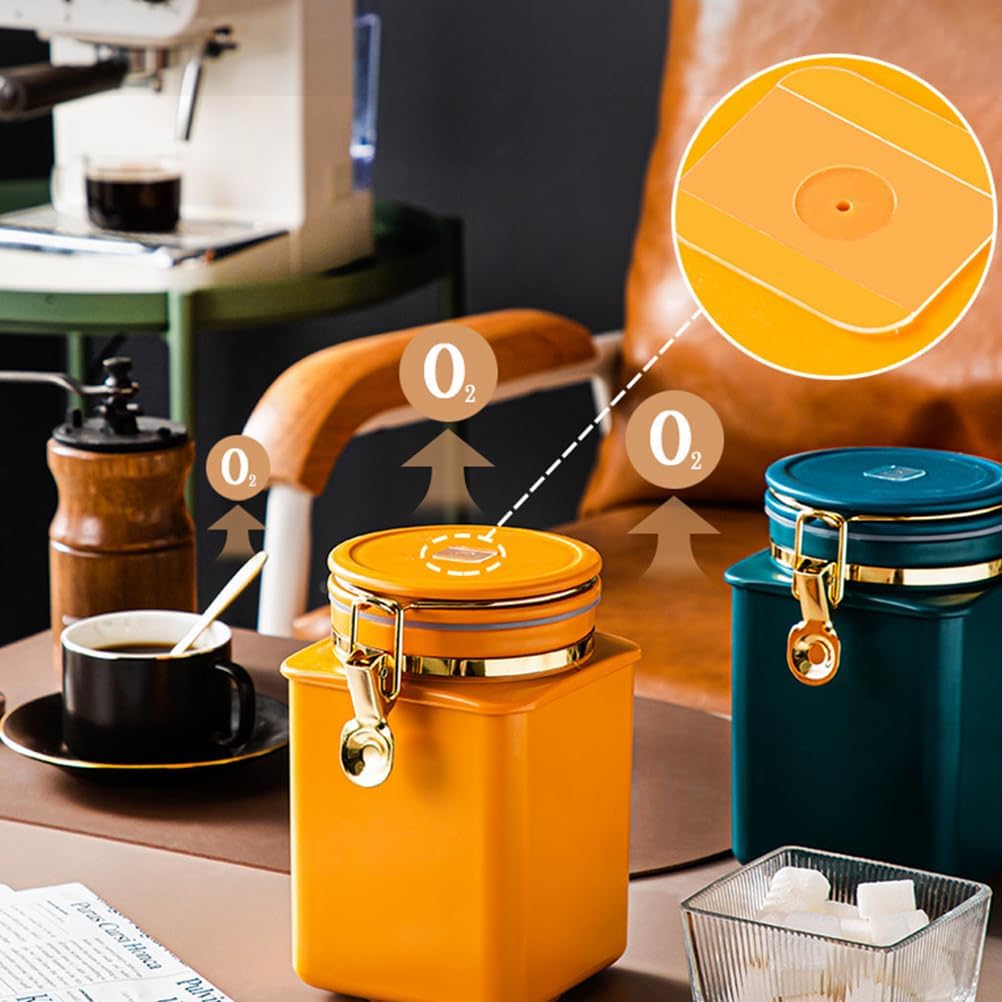 PRETYZOOM Coffee Bean Airtight Can Food Storage Canisters Coffee Storage Jar Powder Holder Metal Canister Vacuum Sealed Clip Jars Nut Stainless Steel Strong Home Storage