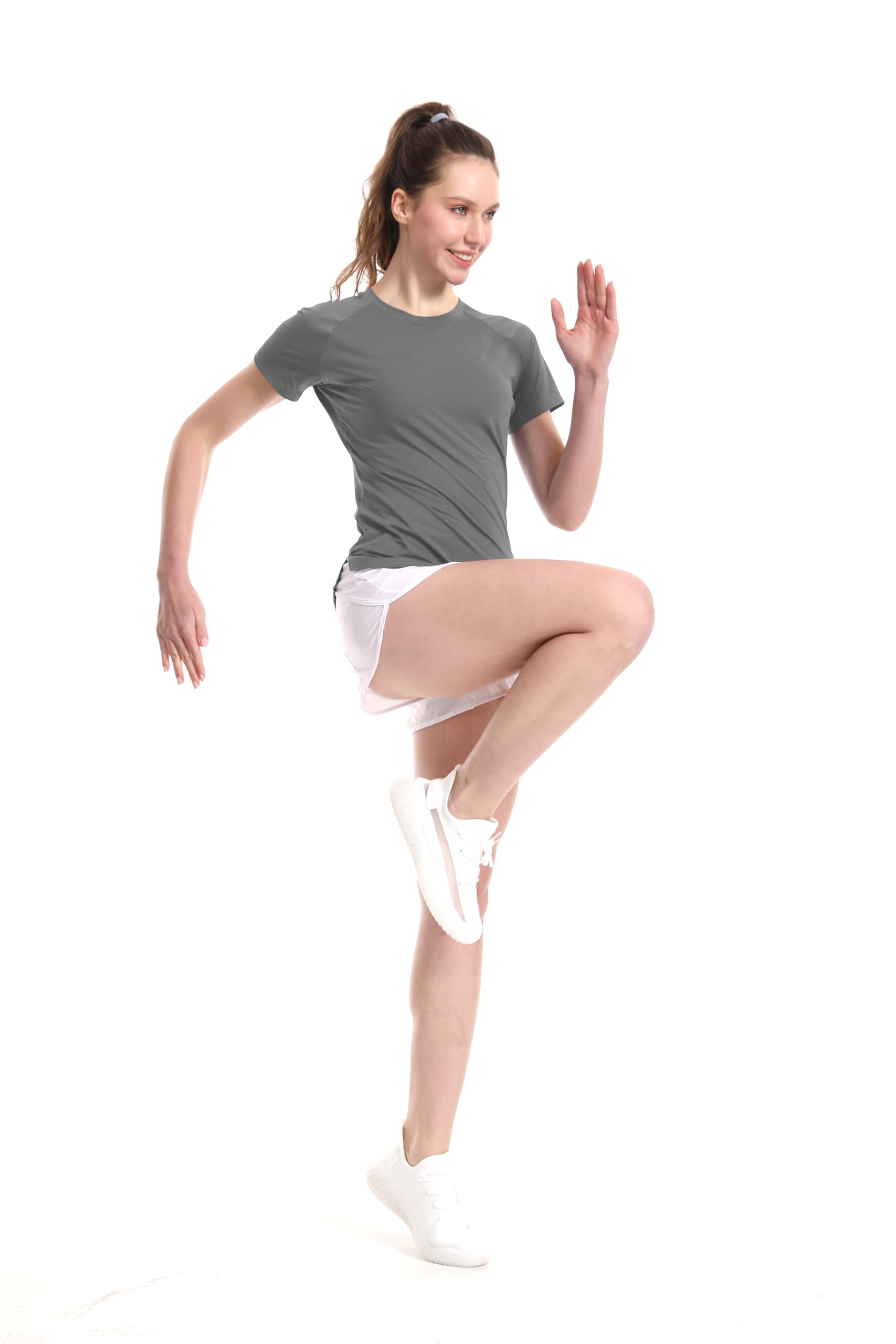 Wulibike Lot de 3 ou 5 t-shirts de sport pour femme à manches courtes, respirant, séchage rapide, UPF50+, fitness, entraînement, course, randonnée, yoga, activités de plein air