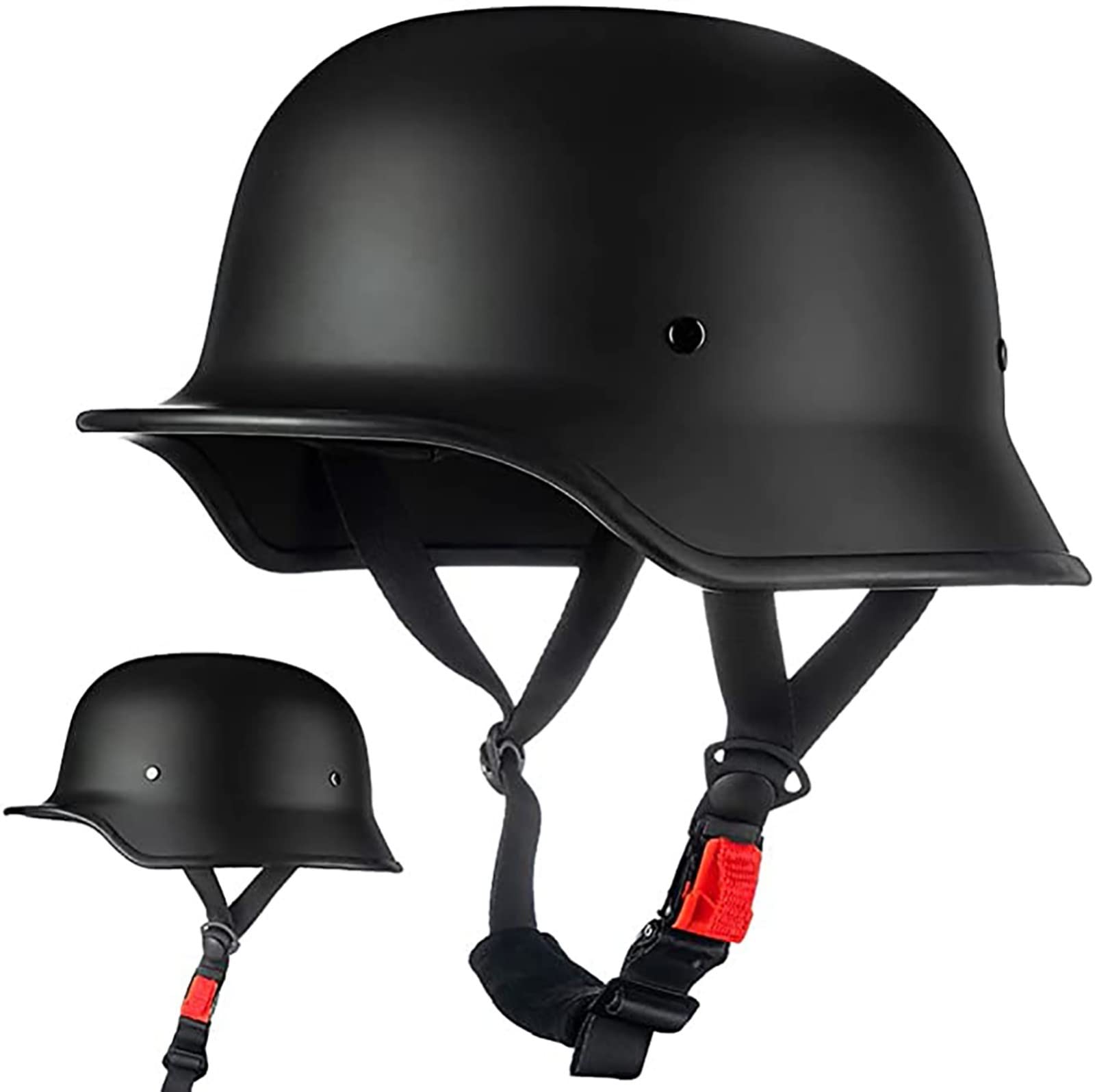 Vintage German Motorcycle Half Helmet, ECE Approved Retro Open Face Helmets, Adult Men's Cap Adjustable Quick Release Buckle, for Cruiser Bike Scooter A,XXL/(63~64cm) Automotive