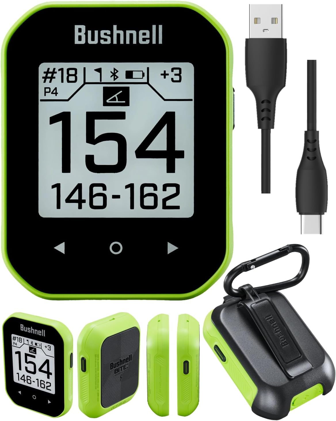 Wearable4U - Bushnell Phantom 3 GPS Rangefinder Green with BITE Magnetic Mount and GreenView with Lens Cleaning Cloth Bundle