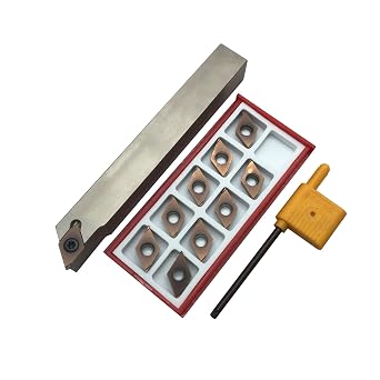 5/8 Indexable Turning Tool Holder with 55 Degrees Rhombic Insert DCGT11 DCGT Finish Turning for Processing Small Parts Stainless Steel Turning Inserts 5/8 Holder with 10pcs DCGT110304R