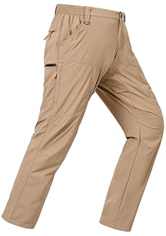 Mens Lightweight Cargo Hiking Patns Outdoor Quick Dry Work Tactical Pants with 6 Pockets Water Resistant Fishing Travel