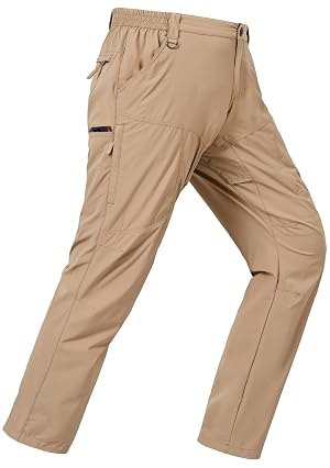 Mens Lightweight Cargo Hiking Patns Outdoor Quick Dry Work Tactical Pants with 6 Pockets Water Resistant Fishing Travel