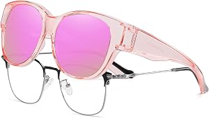 HAOLOTA Women's Polarized Fit Over Sunglasses with Rhinestone Prescription Glasses
