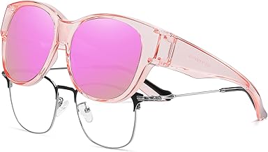 HAOLOTA Fit Over Glasses Sunglasses for Women Polarized, Trendy Cat Eye Sunglasses Wear Over Glasses, UV Protection