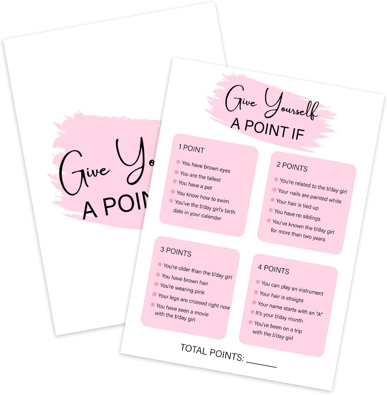 Birthday Party Game - Selfie Scavenger Hunt, Girl Birthday Party Activity Favor, Set of 20 Games Cards, Birthday Supplies, Activity Decorations -B07