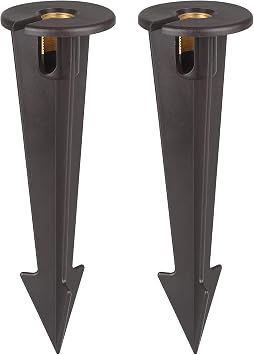 Gardencoin ABS Ground Spikes Stakes Replacement with Brass Insert, 1/2" NPT Thread Side Wire Way, Larger Size 9.44 x 2.95 for Landscape Path Lighting, Spotlight, Floodlight 2 Pack