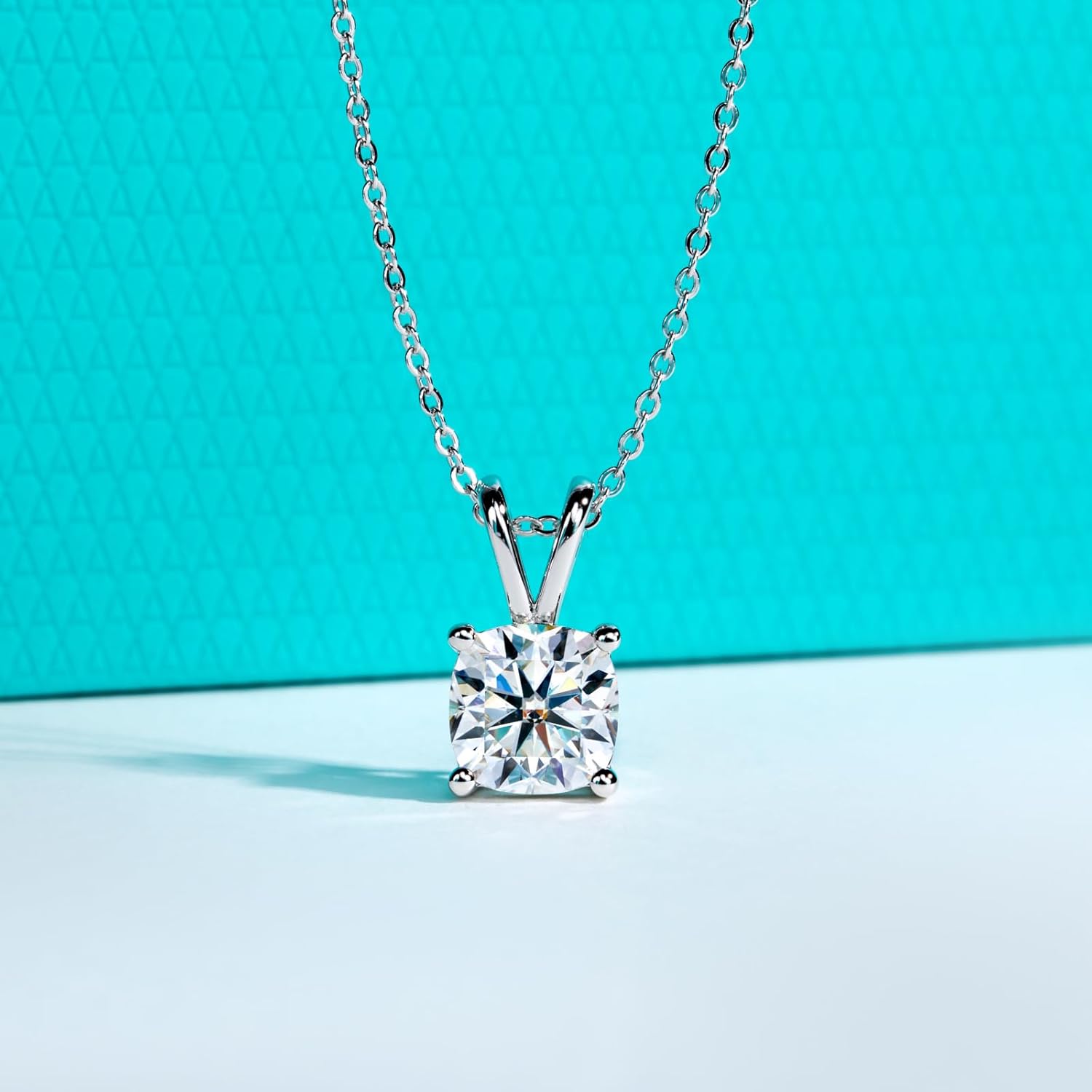 AnuClub Moissanite Pendant Necklace 2/3/4/5CT D Color VVS1 925 Sterling Silver Everyday Wear Necklace for Women Wife Her with Certificate, 40+2+3 Adjustable Chain - Image 2