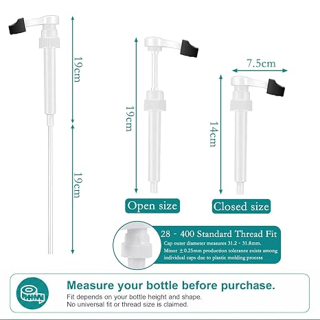 5Pcs Syrup Pump 1L Set - Durable Coffee Syrup Dispenser with Tip Cover