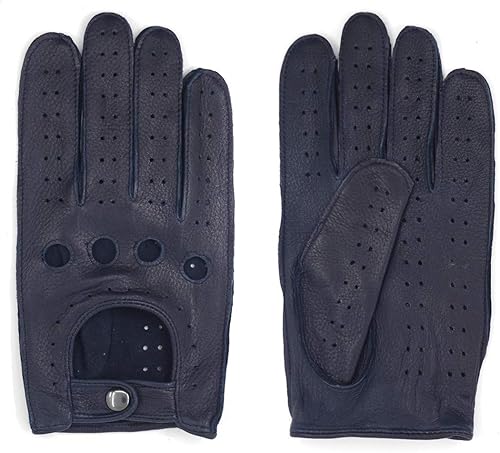 Miniatura 3 de Harssidanzar Guantes de conducción de piel de ciervo para hombre, guantes de motocicleta sin forro para hombre