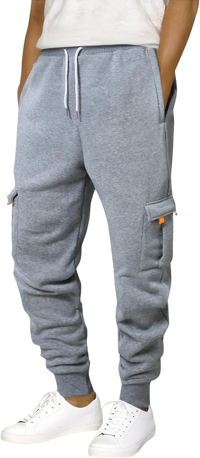 WENKOMG1 Men's Casual Cargo Joggers Stretch Outdoor Hiking Drawstring Tactical Sweatpants with Multi Pockets, S-3XL