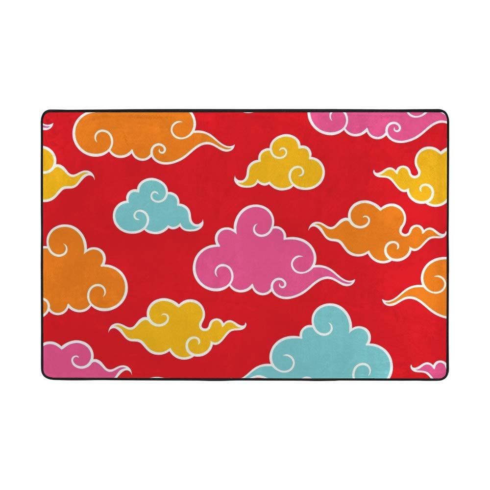 Tapis motif nuage CHEHONG en velours rose et bleu pour chambre enfant cosy