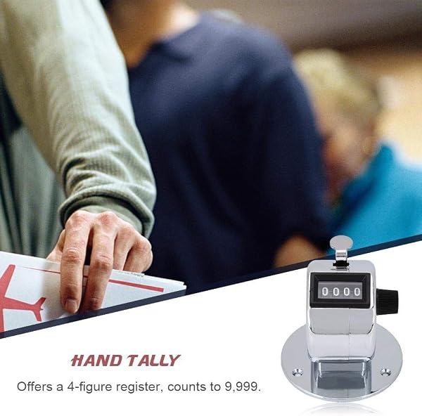 Bnineteenteam Manual Counter, 4 Digit Shaped Hand Counter, Metal Tally Clicker Counter for Counting/Sports/Coach/School/Events (1 Piece) - 3
