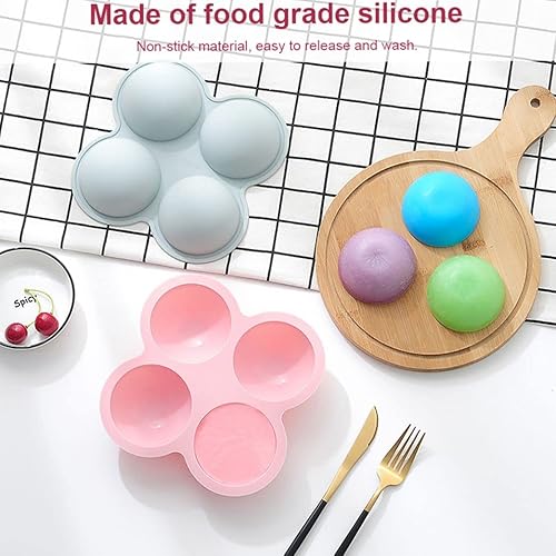 Miniatura 5 de 2 moldes de silicona esférica, molde de silicona de 4 cavidades, molde de chocolate de gelatina de caramelo, moldes para hornear galletas sándwich