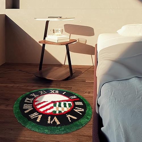 Miniatura 7 de Alfombra redonda con patrón de reloj retro, ultra suave, con forma de reloj, para dormitorio de niños, no se desprende, alfombra circular para sala