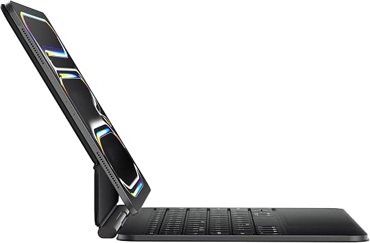 حافظة لوحة مفاتيح doqo لجهاز iPad Pro مقاس 11 بوصة M5 2025/M4 2024 حافظة لوحة مفاتيح مغناطيسية على الطراز السحري مع لوحة تتبع متعددة اللمس نحيفة 7 ألوان بإضاءة خلفية من سبائك الألومنيوم باللون الأسود