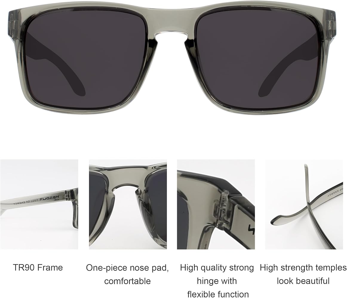 Polarized Sport Sunglasses Rectangle UV400 Protection Unisex Adult FUOFEN Rectangular Polarized Sports XL sized Sunglasses for  main image 2