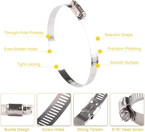 Miniatura 19 de WINL Abrazaderas de manguera de acero inoxidable de 1/2 pulgadas - 24 unidades de abrazaderas de manguera de transmisión de engranajes helicoidales