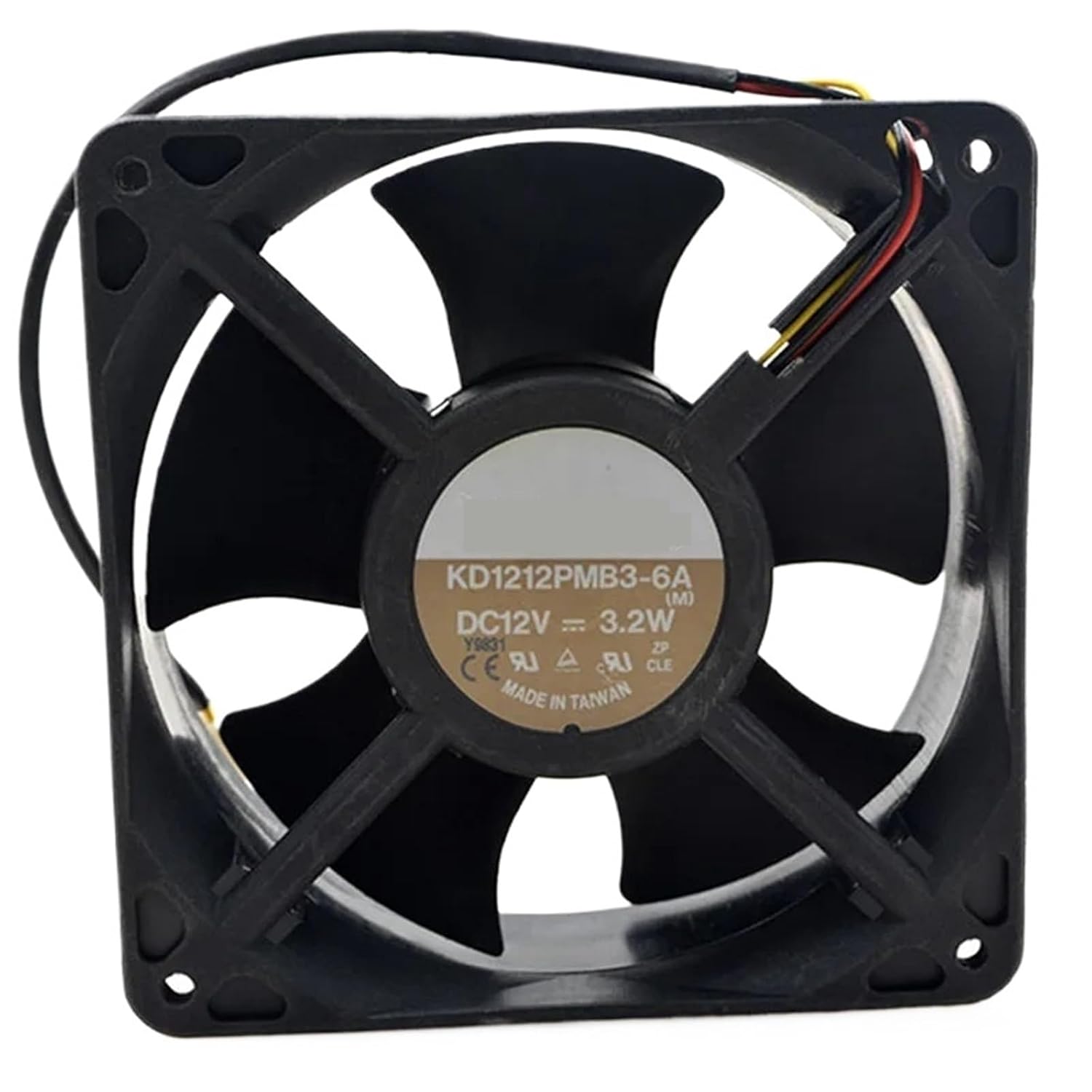 for KD1212PMB3-6A 12V 3.2W 3100RPM 12cm 12038 120x120x38mm Double Ball Bearing Cooling Fan