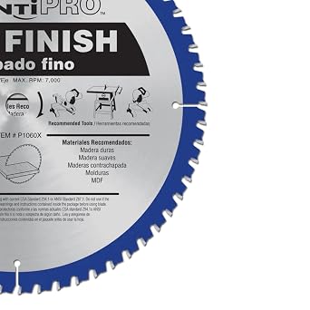 AvantiPro by Freud Fine Finish Saw Blades with Carbide-Tipped Teeth - Ideal for Precision Cutting for DIYers and Professionals - 10, 60-Tooth, Max RPM 6000-2-Pack - P106060PP