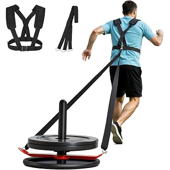 VEVOR Weight Sledge Strength Training Sledge to Improve Speed in Sports Exercises Fitness Equipment with Strap for 51 mm Weight Plates Orange & Black