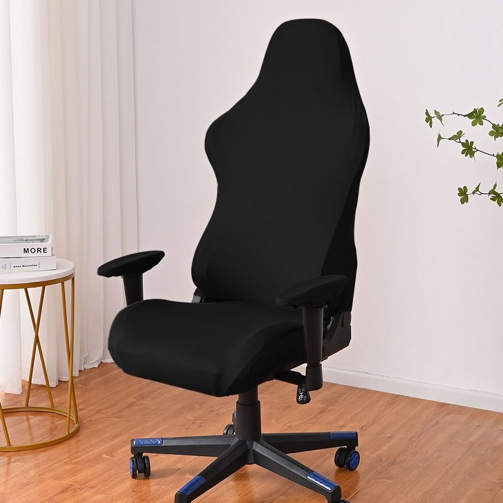 Stretch Gaming Chair Cover for Office Computer and Racing Seats – Polyester-Spandex Blend, Elastic Fit, Soft Comfortable Protector for Home, Meeting & Workspaces (Black)