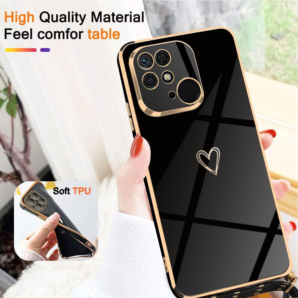 Custodia Con Laccio Per Xiaomi Redmi 10C - Cover Antiurto TPU Con Motivo Cuori E Cordino - Foto 2