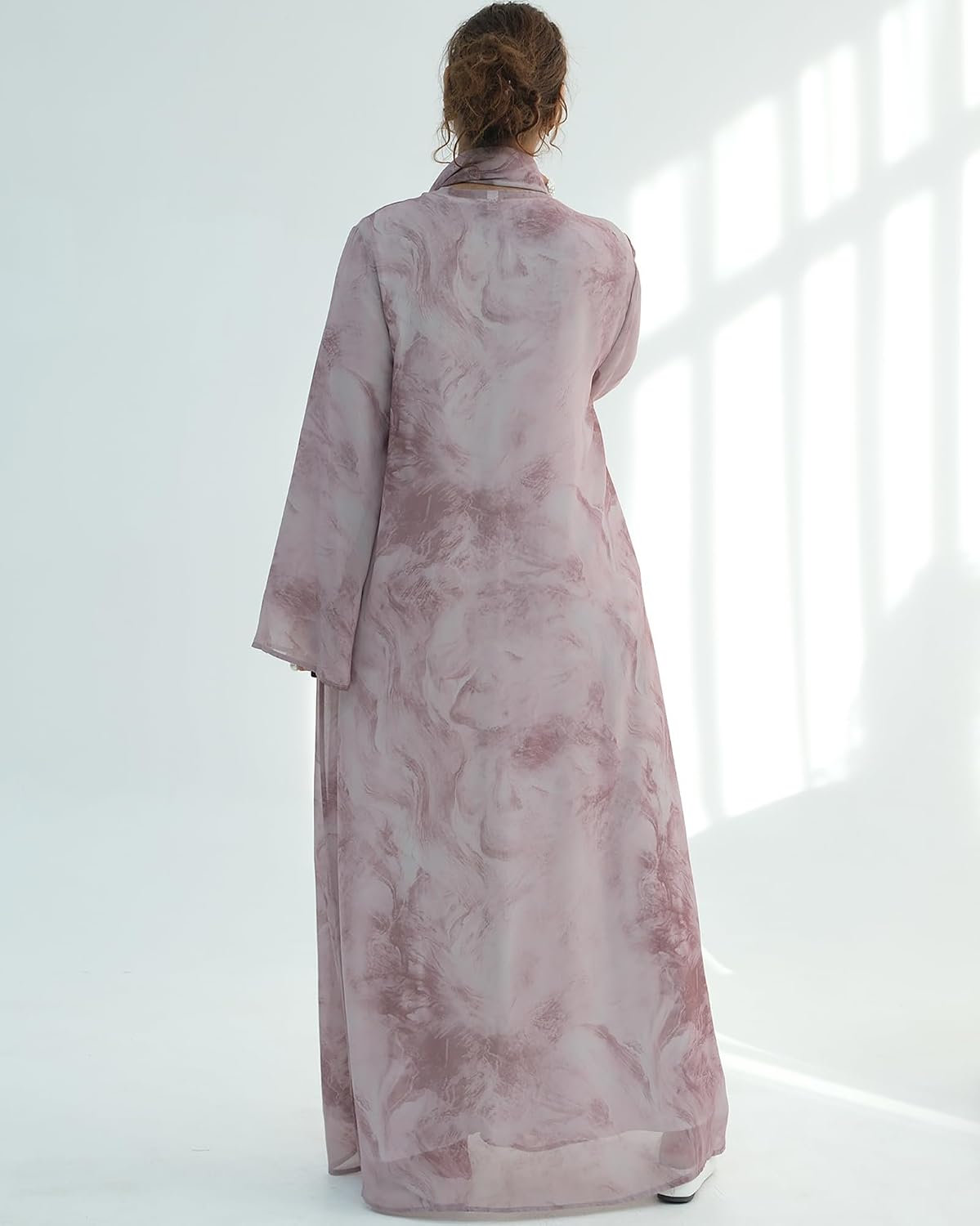 Modest Cardigan Set Women Muslim Dress with Soft Hijab Scarf Islamic Outfits Open Abaya For Eid, Ramadan, Umrah, Hajj