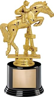 Crown Awards 6" Horses Jumping Horse Trophy On Round Base